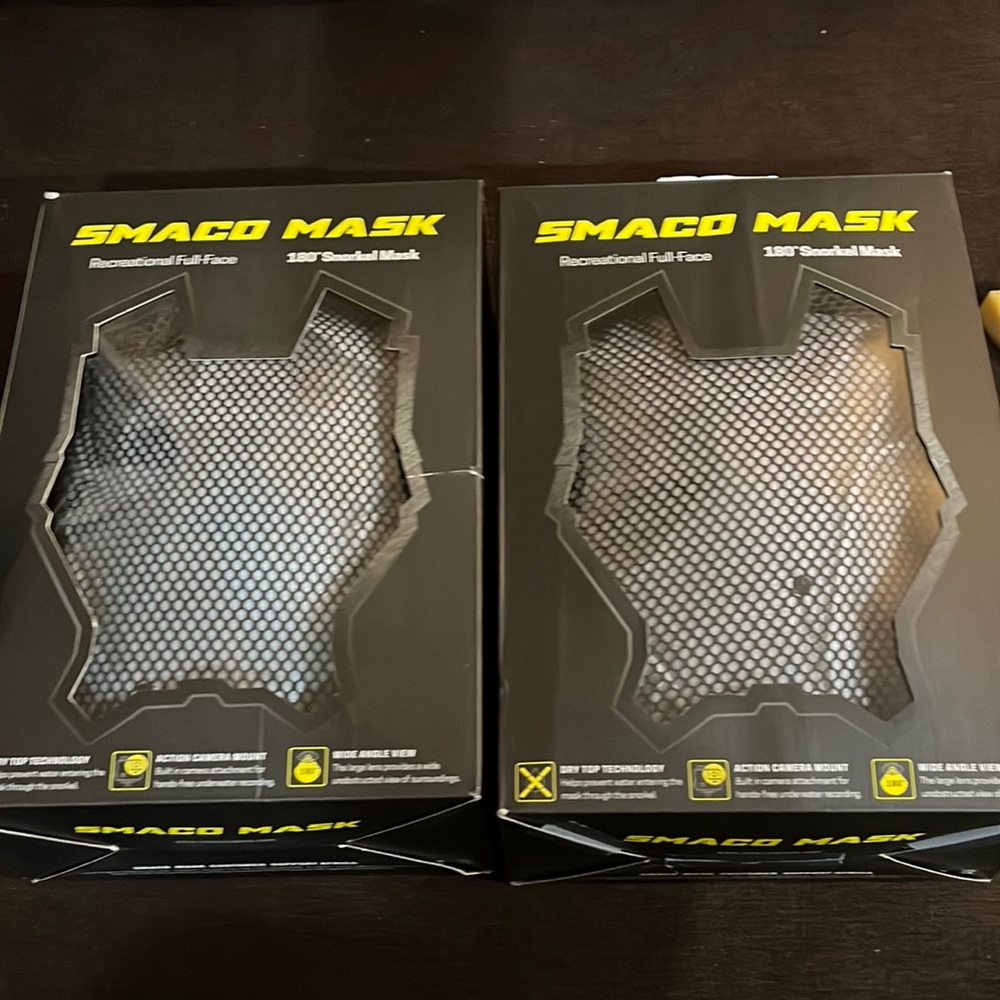 Two new in box never used Smaco snorkel masks